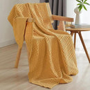 PHF 100% Cotton Waffle Weave Throw Blanket, Soft Lightweight Breathable Cozy Summer Throws for Couch Bed Sofa, Luxury Aesthetic Woven Blanket for Home Decor & Office, 50"x60", Ginger/Honey Yellow by CozyNest Decor