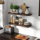 30" Floating Shelves, Live Edge Solid Elm Wood Floating Shelf, Wall Mounted Display Shelves with Heavy-Duty Bracket for Books, Rustic Wooden Shelf for Kitchen, Bathroom, Walnut Color, Set of 2 by CozyNest Decor
