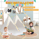 6 Pack Teepee Tent for Kids [Thickened] with Light String and Inflatable Airbed, Slumber Party Tents, Sleepover Tents Party for Girls Boys Indoor Outdoor (White) by TinyTreasures Baby Boutique