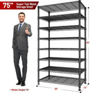 REIBII 8 Tier Metal Shelving 75"H Storage Shelves Tall Wire Shelving Unit Adjustable Detachable Storage Shelves for Laundry Pantry Kitchen Commercial school 1040LBS Storage Rack 75"H X 35"W X 14"D by GreenHaven Gardens