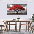AJAZIKO Red Wall Art - Modern Framed Wall Art for Living Room - Red Tree Black and White Landscape Canvas Prints Posters & Prints for Home Office Bedroom Decorations - Large Wall Pictures 24×48IN by CozyNest Decor