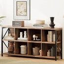 8 Cube Storage Organizer Bookshelf, Industrial Horizontal Bookcase, Accent Cubby Shelf, Media Console Table for Living Room, Home Office, 63 Inches, Light Oak by CozyNest Decor