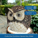Stocky Owl Garden Decor Holds a Hidden Key Outside - Secret Magnetic Panel Key Hider by GreenHaven Gardens