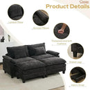 URRED Modular Sectional Sofa Comfy Cloud Couch, Modern Chenille Sofa Sleeper Deep Seat Couches with Ottoman/Pillows for Living Room (Black, 82.6''- 2 Ottomans) by CozyNest Decor