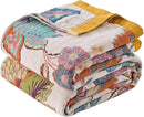 Summer Boho Throw Blanket for Bed, Multi Reversible Blanket Washable Breathable,Lightweight 4-Layer King Size Quilt for Bed,Floral Birds, 100% Cotton Muslin Large Travel Throw Blanket,90"x98" by CozyNest Decor