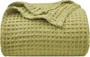 PHF Ultra Soft Waffle Weave Blanket King Size 104"x 90"- Washed Lightweight Breathable Cozy Woven Blanket for Bed - Aesthetic Decor for Couch Bedding Sofa Home Car - Olive Green by CozyNest Decor
