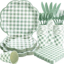 175 Pcs Sage Green Gingham Paper Plates and Napkins Party Supplies - Sage Green and White Checkered Plates Scalloped Plaid Plate for Birthday Dinner Picnic BBQ Party Decorations, Serve 25 Guests by CozyNest Decor
