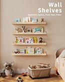 Nursery Book Shelves, 4-Pack Wood Floating Shelves for Wall Kids, Scalloped Shelves, Wall Book Shelves for Bedroom Kids, Toddler Room, Baby Room, Nursery Decor (Wood, 23 Inches) by TinyTreasures Baby Boutique