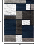 Rugshop Contemporary Modern Boxes Area Rug 5' 3" x 7' 3" Navy by TinyTreasures Baby Boutique