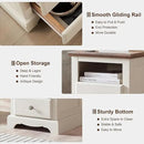T4TREAM Nightstand with Charging Station, 18 Inch Vintage End Table with 2 Drawers, Wood Rustic Sofa Side Table with Open Storage Shelf for Bedroom, Living Room, Antique White by CozyNest Decor