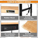 48" Adjustable Workbench for Garage, Rubber Wood Heavy Duty Workstation with Power Outlets & Wheels, 2000 LBS Load Capacity Hardwood Worktable for Workshop, Garage, Office, Home, Commercial by GreenHaven Gardens
