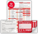 50 Pack 3-Ply Carbonless Annual Vehicle Inspection Report Forms with FMCSA Red Aluminum Labels & White Mylar Laminate Vinyl Labels, DOT Inspection Forms and Stickers, Shrink-Wrapped, 8.5" x 11.75" by GreenHaven Gardens
