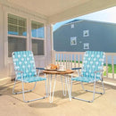 VINGLI Patio Lawn Webbed Folding Chairs Outdoor Beach Portable Camping Chair for Yard, Garden (2, White & Blue, Oversized) by GreenHaven Gardens