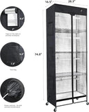 WORTH Mini Greenhouse with LED Grow Lights & Digital Thermo-Hygrometer – Portable Indoor Plant Grow Tent with Oxford Fabric Cover, Adjustable Shelves, Casters & Ventilation Flaps for Seed Starting by GreenHaven Gardens