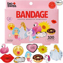 BioSwiss Bandages, Assorted Animal, Fun and Food Shaped Self Adhesive Bandage for Girls, Latex Free Sterile Wound Care, 100 Count by TinyTreasures Baby Boutique