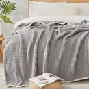 Snuggle Sac Grey Waffle Throw Blanket for Couch Bed Sofa 60x80 inches, Reversible Grey Blanket Microfiber Fluffy Fuzzy Cozy Knit Twin Blanket for Women Mothers Birthday Gifts by CozyNest Decor