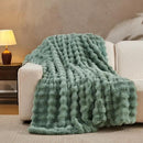 Lotus Karen Faux Fur Throw Blanket Sage Green - Big Bubble Rabbit Fluff Blanket for Couch Bed Sofa,Softest Fluffy Fuzzy Cozy Blanket,Plush Thick Furry Shaggy Warm Blankets for Women,60x80 Inches by CozyNest Decor