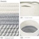 Dahey Jute Cotton Rope Plant Basket Mini Woven Storage Basket for Up to 7" Planter, Decorative Flower Pot Cover Closet Storage Bin Table Desk Organizer Modern Home Decor, Grey by GreenHaven Gardens
