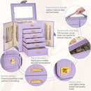 AKOZLIN Jewelry Box Organizer Functional Leather Jewelry Storage Case for Women Girls Ring Necklace Earring Bracelet Holder Organizer with Mirror Purple by TinyTreasures Baby Boutique