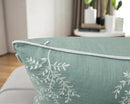 VAGMINE Embroidered Leaves Throw Pillow Cover - 20x20 Inches Square - 100% Cotton Light Teal Cushion Cover - Elegant Leaf Embroidery - Soft Boho Accent for Sofa, Lounge, Contemporary Décor by CozyNest Decor