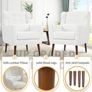 Accent Chair Set of 2, Upholstered Armchair with Pillow, Teddy Single Sofa with Lounge Seat and Wood Legs for Living Room Small Spaces by CozyNest Decor