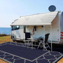 GENIMO 9 ' x 18 ' Outdoor Rug Waterproof for Patio Decor, Foldable Reversible Plastic Straw Area Rugs Mat for Camper, Outside Carpet for Rv, Deck, Porch, Picnic, Beach, Balcony, Blue & Grey by CozyNest Decor