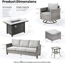 ovios 7 Pieces Patio Furniture Set with 42" Fire Pit Table, Outdoor Wicker Sofa with Swivel Chairs, All Weather High Back Rattan Couch Conversation Set, Dark Grey by GreenHaven Gardens