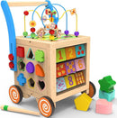 9-in-1 Wooden Activity Cube | Wooden Baby Walker, Sit-to-Stand Learning Walker Activity Center, Early Educational Push & Pull Toys for Baby Toddler Boys Girls, Height & Brake Adjustable by TinyTreasures Baby Boutique