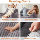 Giant Bean Bag Chairs for Adults with Filling Plush Fluffy Bean Bag Chairs for Teens with Armrests Comfy BeanBag Lazy Couch Sofa Chair for Bedroom Living Room Reading (Dark Gray2, M-for Teens/Adults) by CozyNest Decor