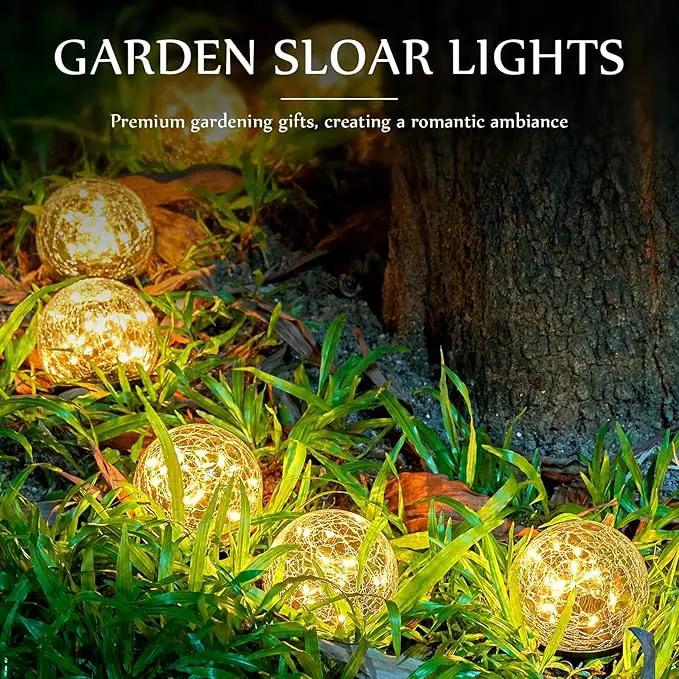 Honoson 3.9 Inch Solar Globe Lights Outdoor Waterproof, Solar Balls for Garden Cracked Glass Ball, Ground Landscape Garden Decor for Patio and Yard Lawn Backyard (12 Pieces), photo 2 of 6