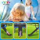 Ergonomic Trampoline Slide with Buffer Region for Children Kids, Outdoor Trampoline Slide Attachment, Heavy Duty Steel, Frame, Easy to Assemble (Silvery) by TinyTreasures Baby Boutique