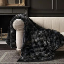 EVERGRACE Ultra Soft Luxury Fluffy Ridgeline Faux Rabbit Fur Bubble Throw Blanket, Thick Warm Fuzzy Throw for Bed, Cozy Plush Reversible Blanket for Couch,Charcoal Gray Heather, 60x80 Inches, 870 GSM by CozyNest Decor