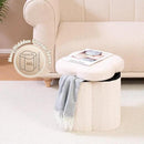 B FSOBEIIALEO Storage Ottoman Cube, Flowers Shaped Ottomans with Storage Foot Stool Footrest, Boucle Ottoman Seat for Dorm Room, Faux Teddy Fur, Cream White 15"x15"x15" by CozyNest Decor