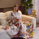 Boho Throw Blanket, 100% Cotton Ultra Soft Luxury Throw Rustic Quilt, 50"x60" Floral Bird Butterfly Farmhouse Decor Bed Blankets, All Season Rustic Reversible Bohemian Throw for Bed - Yellow by CozyNest Decor