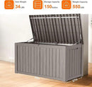 150 Gallon Resin Deck Box, Lockable Patio Outdoor Storage Box for Furniture, Garden Tools and Tools Storage, Waterproof Outside Storage Boxes - Grey by CozyNest Decor