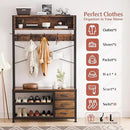 Lulive Hall Tree with Bench and Shoe Storage, 31.5" Coat Rack Freestanding with 2-Tier Storage Shelf, 6-in-1 Entryway Bench Coat Rack with 12 Hooks and 3 Drawers(Rustic Brown) by CozyNest Decor