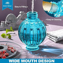 Glass Hummingbird Feeder for Outdoors Hanging, 26Oz Bird Nectar Feeder with Perch & 5 Flower Feeding Ports, Leak Proof for Outside Garden Decor Backyard, Gifts for Women Mom, Blue by GreenHaven Gardens
