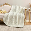 Amélie Home Chunky Knit Throw Blanket for Couch, Soft Chenille Crochet Blanket for Sofa, 50"x60", Ivory by CozyNest Decor