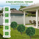 Artificial Boxwood Topiary Ball Tree Set of 2, UV Resistant Artificial Outdoor Shrubs with Spike, Decorative Evergreen Fake Topiary Bushes Plant for Front Porch Garden by GreenHaven Gardens