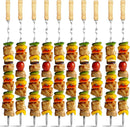 Antallcky 12 Pack Kebab Skewers 22 Inch BBQ Barbecue Skewers Stainless Steel Sticks Heavy Duty Large Wide Reusable with Nonslip Wooden Handle Ideal for Shish Kabob Chicken Shrimp and Vegetables by GreenHaven Gardens