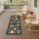 GENIMO Indoor Outdoor Area Rug 2' X 5' Waterproof, Washable Runner Rug Non Shedding, Easy Cleaning Floral Outdoor Carpet for Patio, Living Room, Bedroom, Entryway, Porch, Dining Room, Black by GreenHaven Gardens