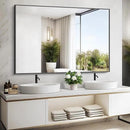 Bathroom Black Mirror, 36x55in Black Rectangle Mirror with Thin Metal Frame, Large Rectangular Wall Mirror for Bathroom, Living Room, Hair Salon, Big Farmhouse Mirror Hang Horizontal/Vertical by CozyNest Decor