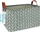 LANGYASHAN Rectangular Storage Bin Collapse Canvas Fabric Cartoon Storage Basket with Handles for Organizing Home Kitchen Boys and Girls Toys Office Closet Shelf Baskets (Rec Grey Point) by TinyTreasures Baby Boutique