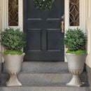 Worth Garden Plastic Urn Planters for Outdoor Plants, Tree 22'' Tall 2 Pack Round Classic Resin Flower Pots Indoor Beige Traditional Front Porch 15 in Dia. Large Imitation Stone Decorative Patio Deck by CozyNest Decor