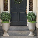 Worth Garden Plastic Urn Planters for Outdoor Plants, Tree 22'' Tall 2 Pack Round Classic Resin Flower Pots Indoor Beige Traditional Front Porch 15 in Dia. Large Imitation Stone Decorative Patio Deck by GreenHaven Gardens