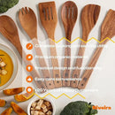 Riveira Walnut Wooden Spoons for Cooking Set of 6 – Natural Walnut Wooden Cooking Utensils, Spatula, Spoon - Premium Quality Utensil Set for Non-Toxic Cooking by CozyNest Decor