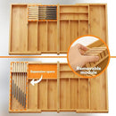 BAMEOS Expandable Silverware Drawer Organizer with Removable Knife Blocks, Bamboo Kitchen Utensil Holder from 21" to 36", Large Cutlery Tray with Divider for Forks, Spoons, Knives by CozyNest Decor