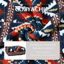 CASAAGUSTO Boho Sherpa Throw Blanket, Aztec King Size Blanket, Ultra Soft, Warm, Cozy, Plush, Thick Fleece Bohemian Throw Blanket for Couch, Bed, Sofa (Navy 108 * 90 Inch) by CozyNest Decor