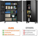Aobabo Extra Large Cabinet on Wheels, Metal Storage Cabinet with Pegboards, Steel 2 Handles Locking Doors and Adjustable Shelves, for Garage Office, Black, 43.3''W x 21.6''D x 72''H, Assembly Required by GreenHaven Gardens