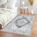 Lahome Boho Washable Rugs for Bedroom - 3x5 Area Rugs for Living Room Throw Non-Slip Thin Entryway Rug Kitchen Rugs Grey Oriental Distressed Print Capet for Office Bathroom Laundry Room Dining Room by TinyTreasures Baby Boutique